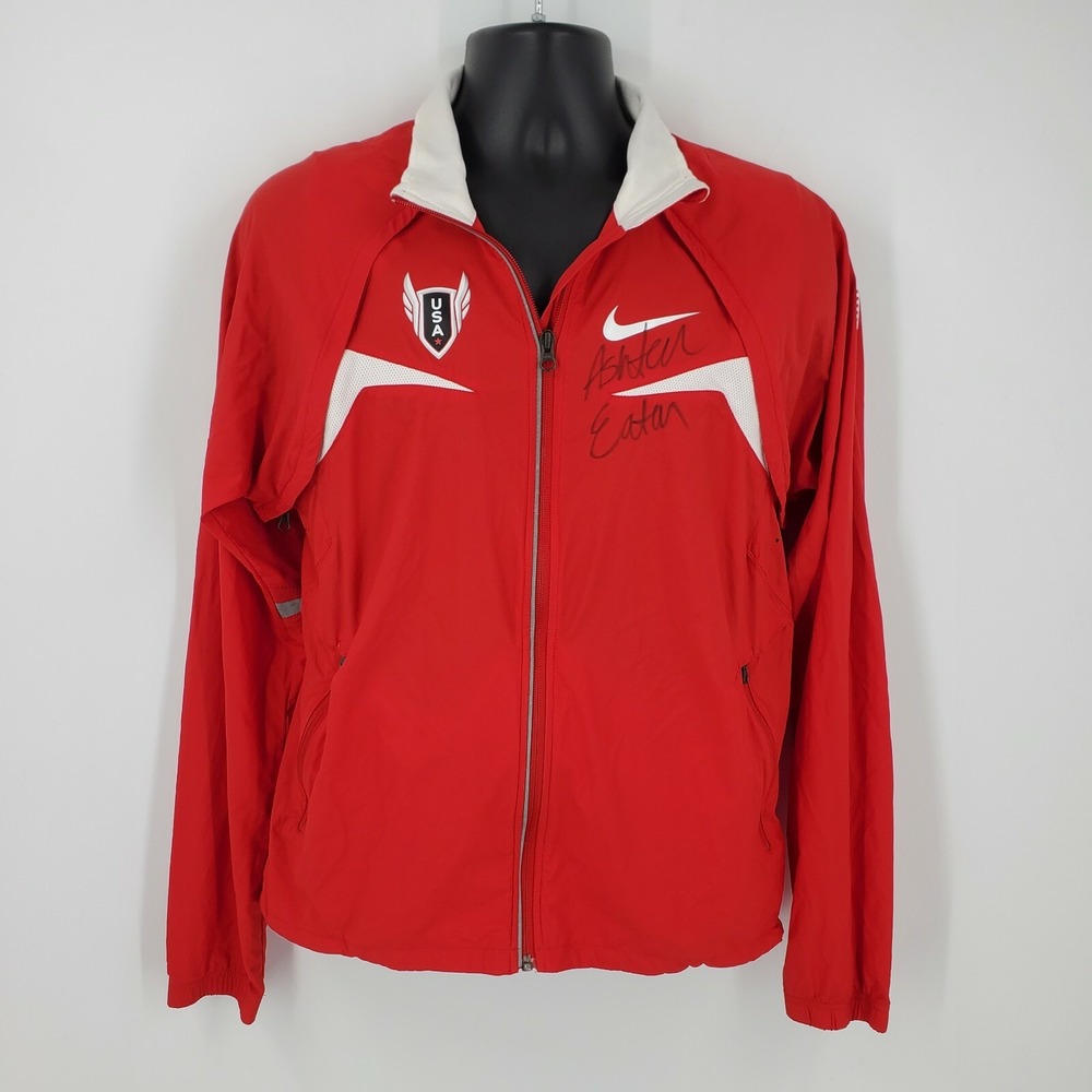 Nike Full Zip Track Jacket Autographed Olympic Decathlete Ashton Eaton Size Med